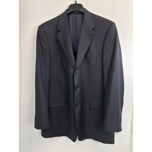 Hart Schaffner Marx Blazer Mens 42L Wool Navy Blue Stripe Suit Jacket Sport Coat